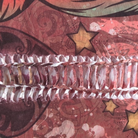 Wet Seal Wm's XS, Jr - XL Semi Sheer Fitted Graphic Open Back Burnout - Picture 5 of 7